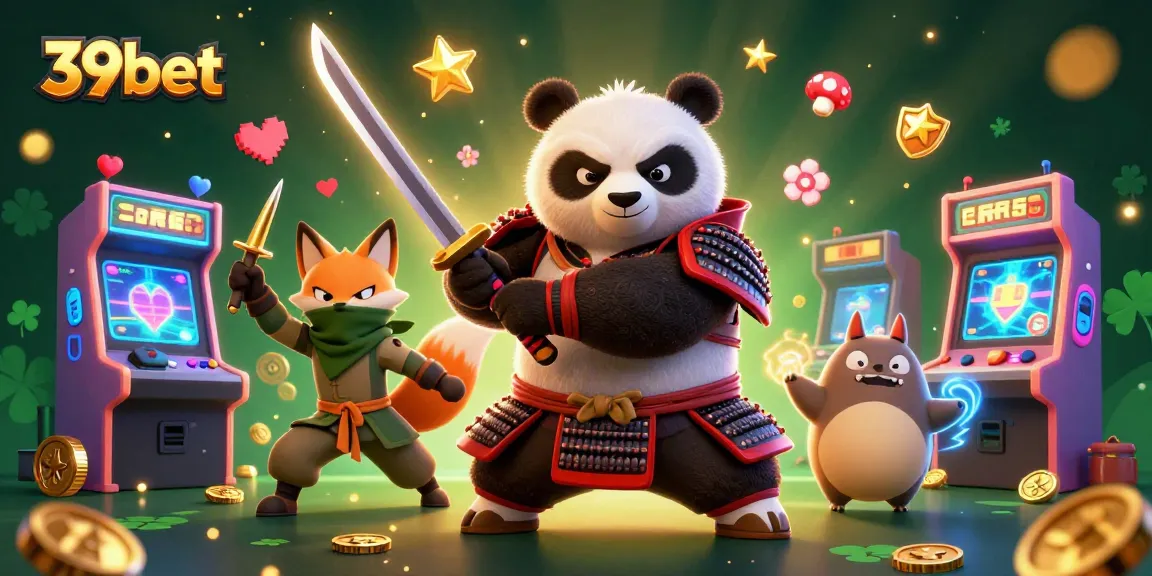Experience the excitement of 39bet with this dynamic casino-themed illustration featuring samurai panda and ninja fox.