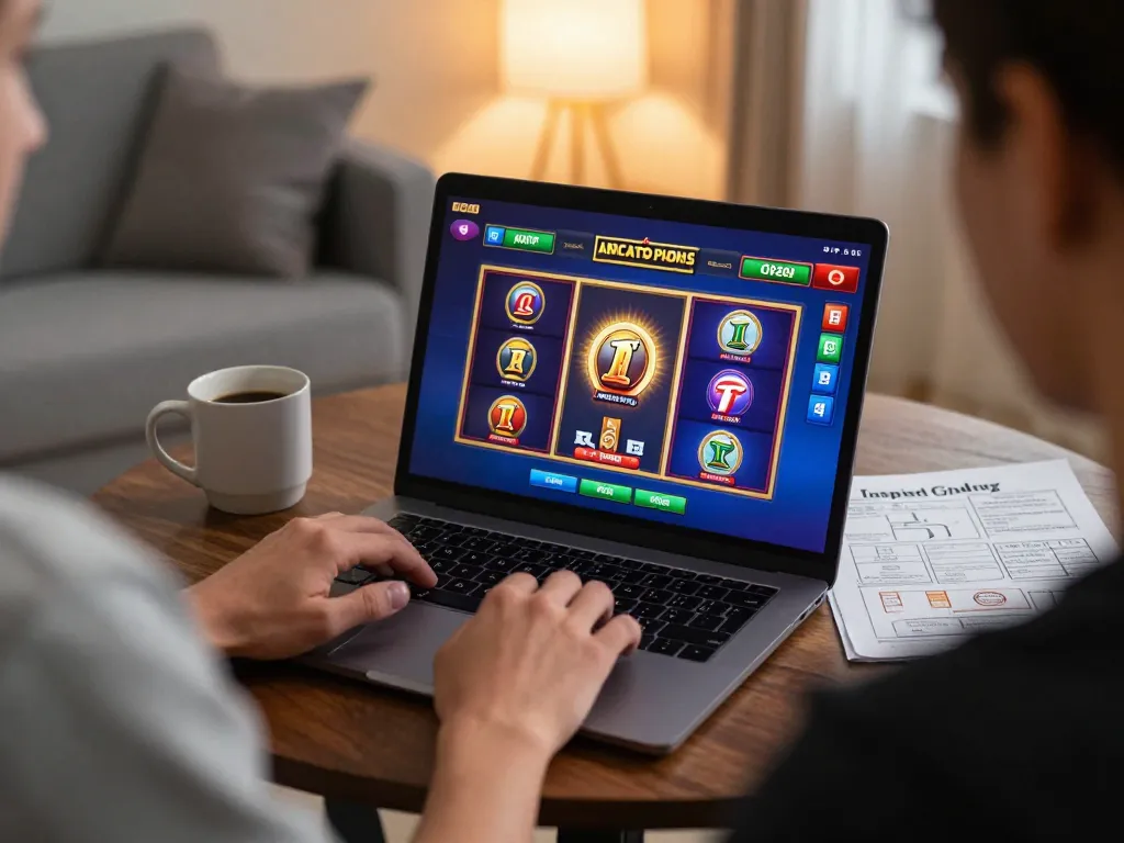 Bermain slot alternatif deluna4d di rumah dengan grafis yang cerah dan suasana yang santai.