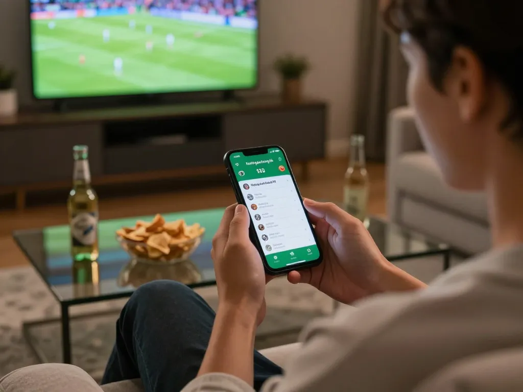 Kết quả bóng đá updates displayed on a smartphone during an engaging sports betting experience in a cozy setting.