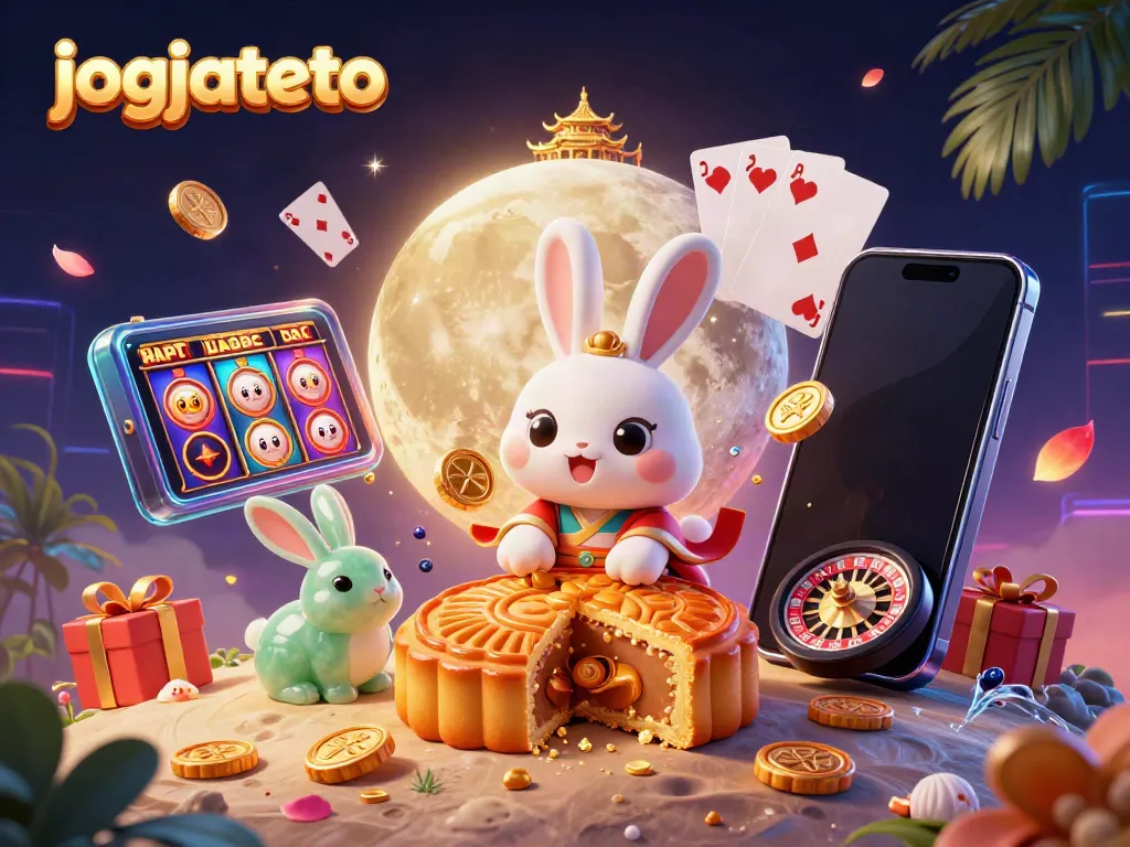 Experience exhilarating gameplay at jogjatoto with a vibrant moon rabbit scene, full of casino elements.