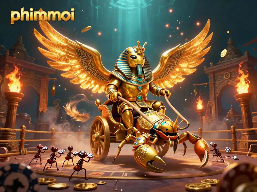 Experience phimmoi's thrilling casino adventure with a golden scarab beetle and jewel-encrusted scorpions.