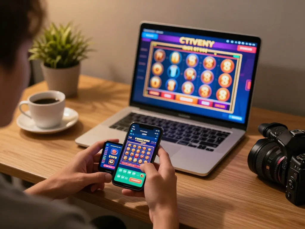 Engaging in mobile gaming on the Sunwin app during a cozy evening at home