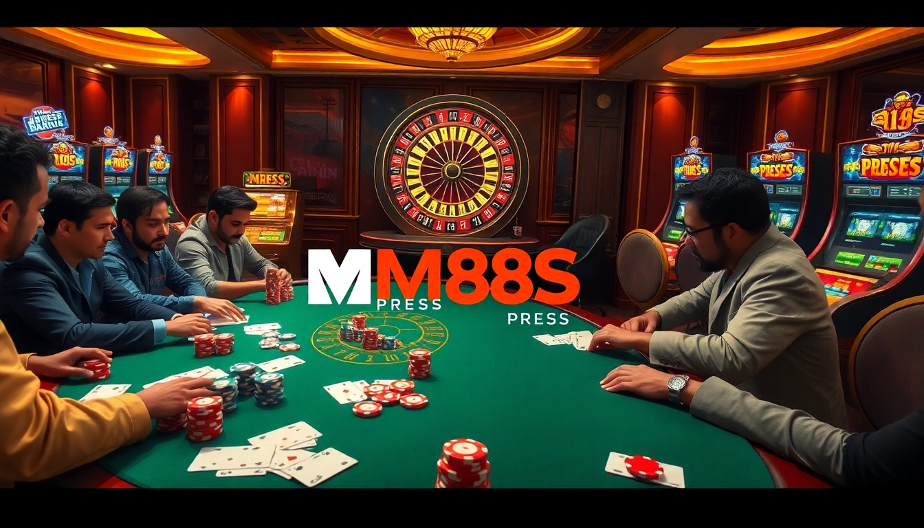 Experience the thrill of MM88 PRESS with high-stakes poker and vibrant casino elements.