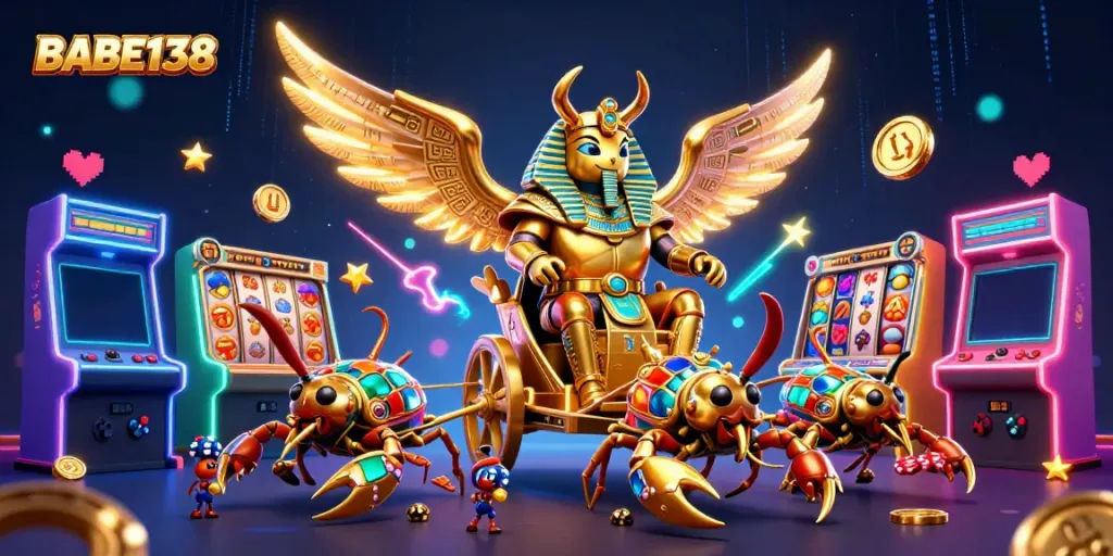 Permainan slot BABE138 dengan ciri khas skema jackpot yang menggoda dan simbol buah yang menarik.