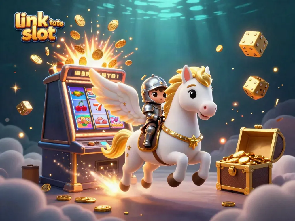Bermain link toto slot dengan kegembiraan dan kemenangan, slot mesin 3D yang memukau di latar belakang
