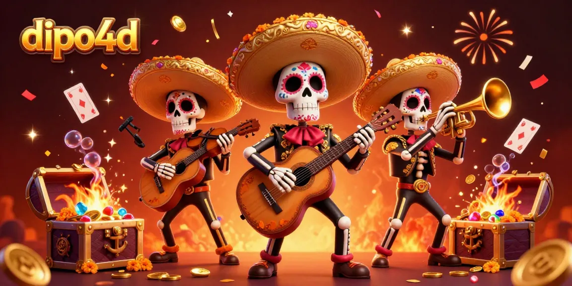 Experience fast-paced gambling action with dipo4d in this vibrant 3D illustration featuring a mariachi band.