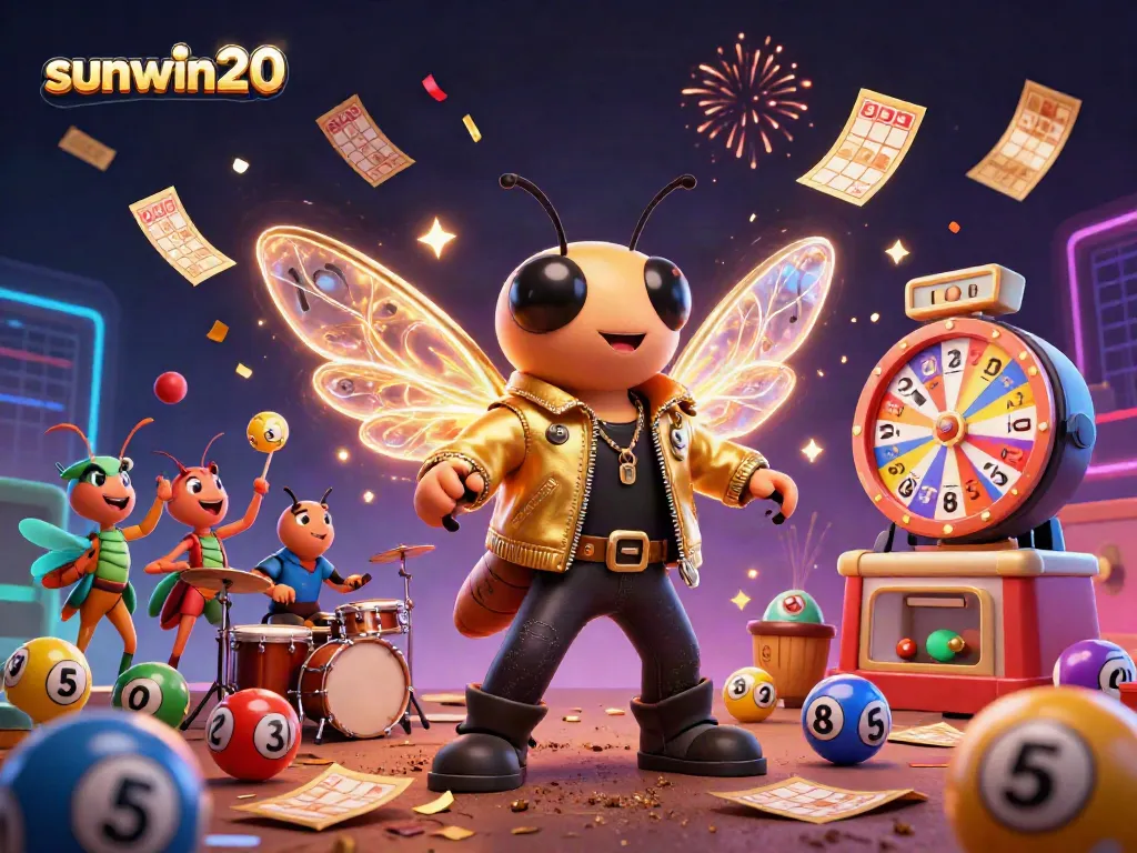 Experience the excitement of sunwin20 with a colorful 3D gambling scene filled with vibrant game elements.