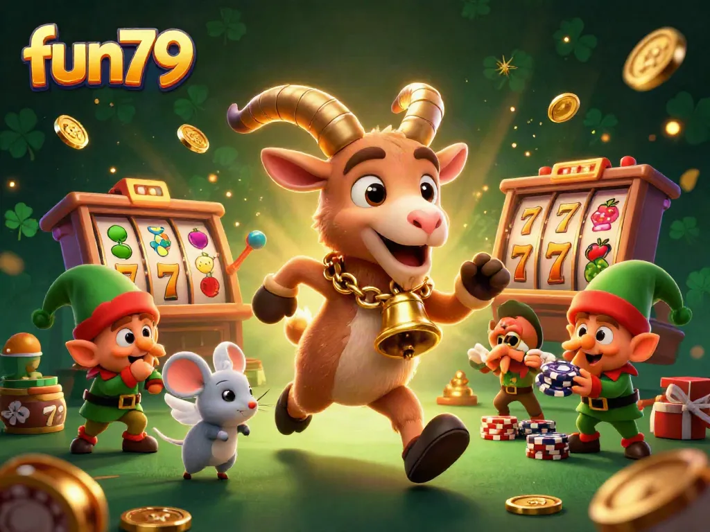 Engage with fun79 as gremlins steal poker chips from a holiday-horror casino scene.