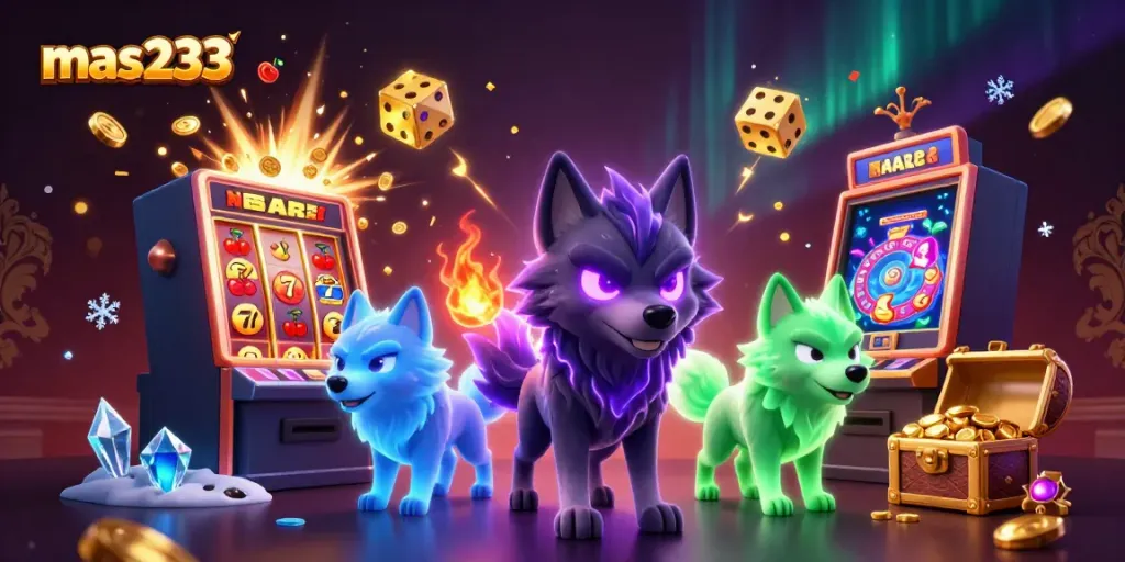 Mas233 merayakan keberuntungan dengan slot mesin 3D dan serigala hantu yang mengesankan.