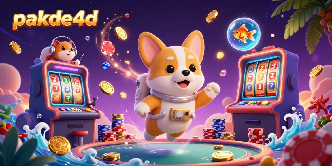 Engage with pakde4d's exciting slot machines and vibrant casino atmosphere, illustrated in a colorful 3D scene.