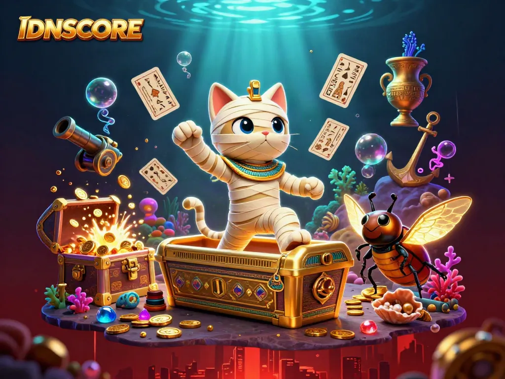 Experience the excitement of IDNSCORE with vibrant graphics and dynamic game elements in a pyramid casino.