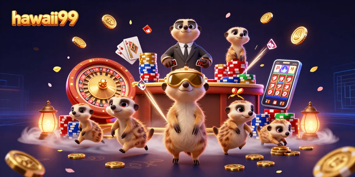 Experience thrilling gameplay at hawaii99 with animated meerkats in an exciting casino scene.