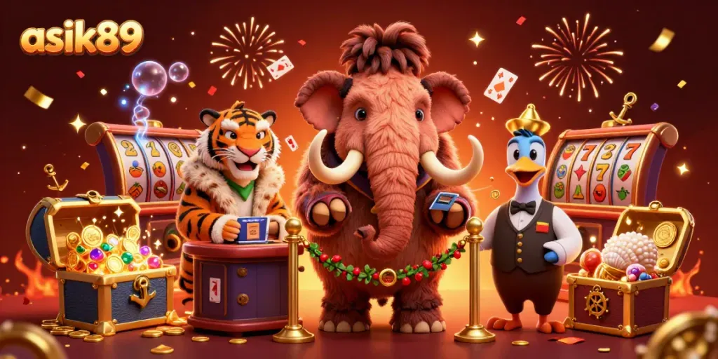 Experience the vibrant asik89 casino scene featuring unique characters and dynamic gaming elements.