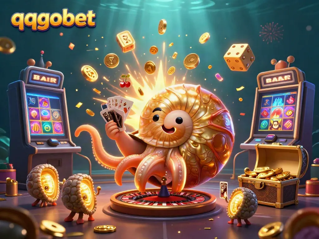 Spin the roulette with qqgobet as a vibrant 3D nautilus and slot machine come alive.