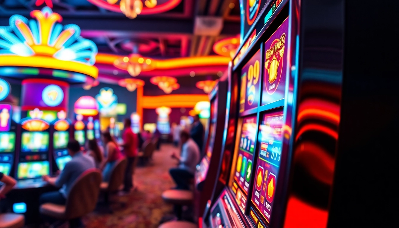 Main slot machine in a lively casino setting, enticing players with vibrant visuals.