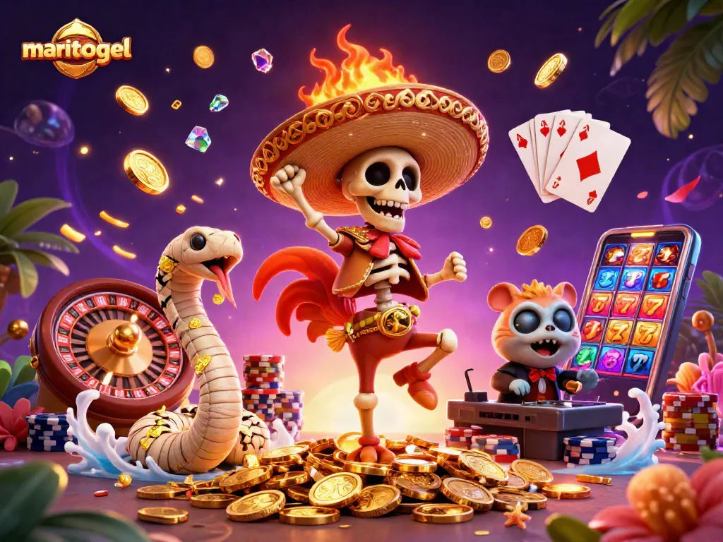 Experience the excitement at mariatogel with vibrant casino elements and dynamic characters in a rich scene.