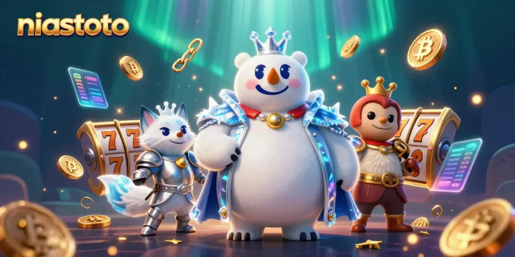 Win big with niastoto's online slot games featuring vibrant 3D cartoon characters and crypto elements.