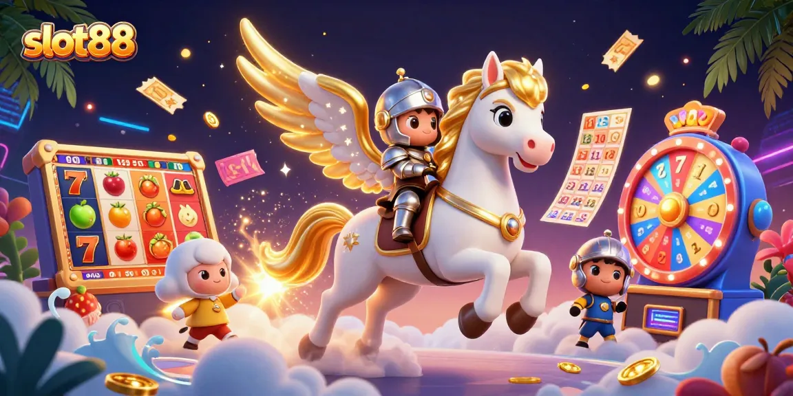 Rasakan pengalaman bermain slot88 dengan simbol slot yang berkilauan dalam ilustrasi 3D menakjubkan