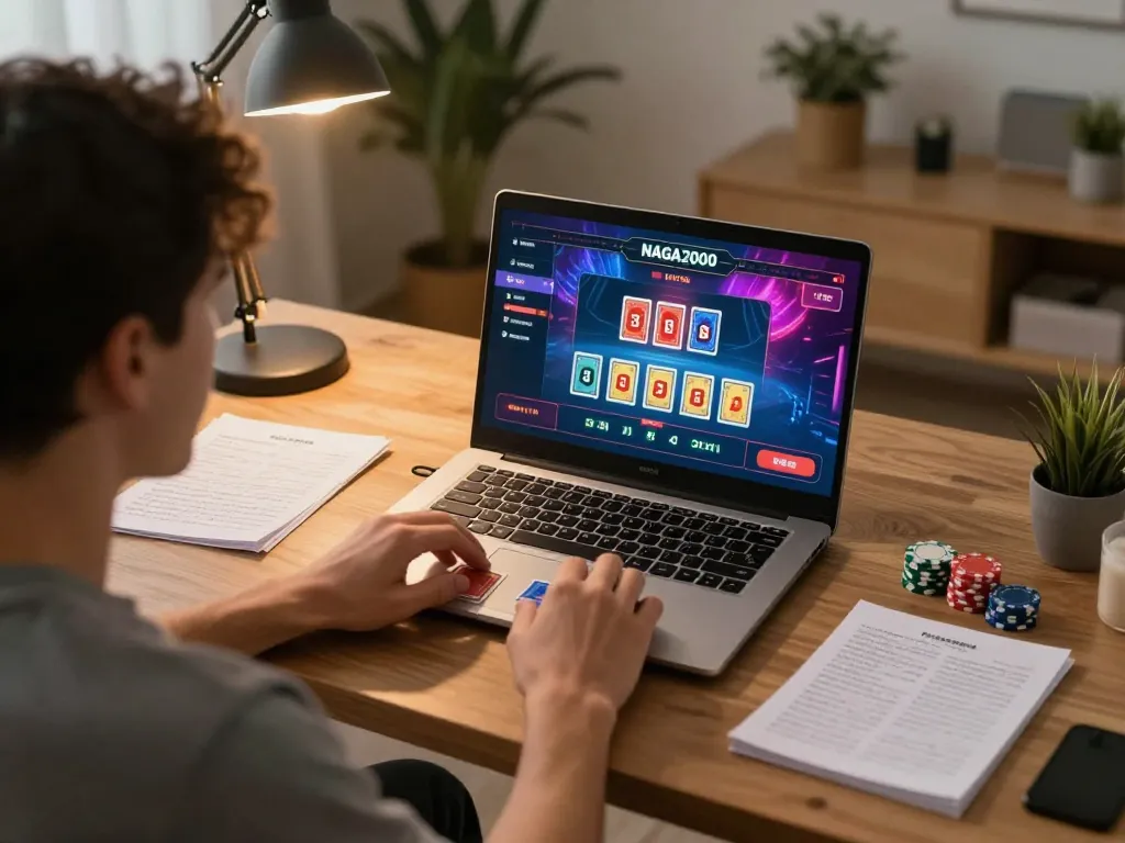 NAGA2000 online player celebrating a win during live dealer game session.