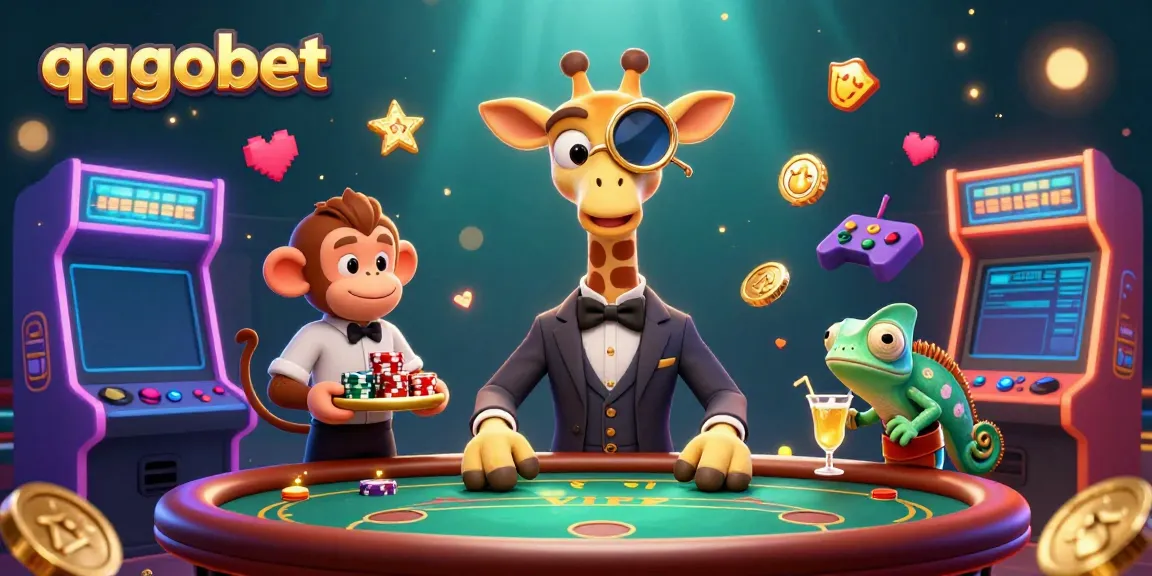 Permainan kasino qqgobet menarik dengan karakter unik yang menikmati permainan poker mewah.