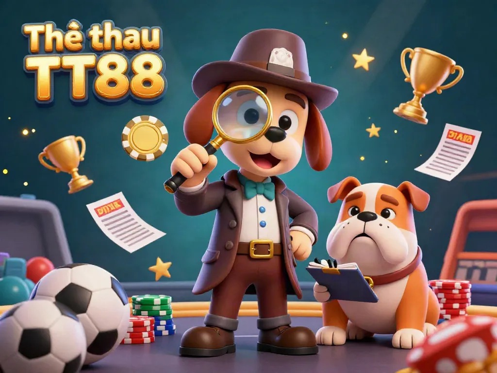 Experience sports betting with Thể thao TT88 in this vibrant 3D scene featuring dynamic characters and elements.