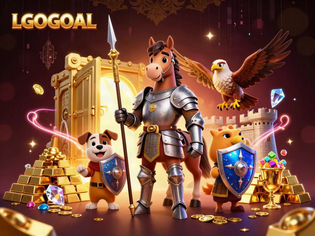 Experience thrilling wins with LGOGOAL while embracing adventure in a vibrant 3D casino scene.