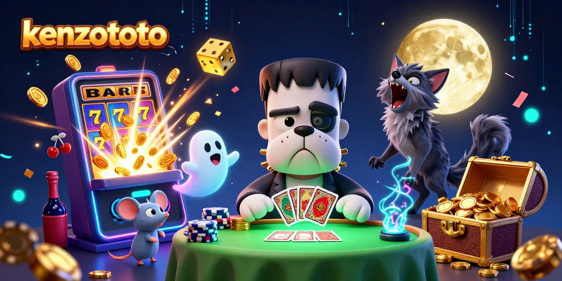 Kenzototo menghadirkan ilustrasi 3D bertema kasino dengan karakter unik dan elemen permainan yang menarik.