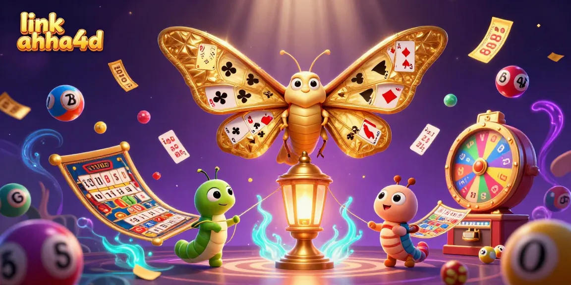 Memenangkan hadiah melalui permainan kasino di link ahha4d dengan ilustrasi 3D berwarna-warni.