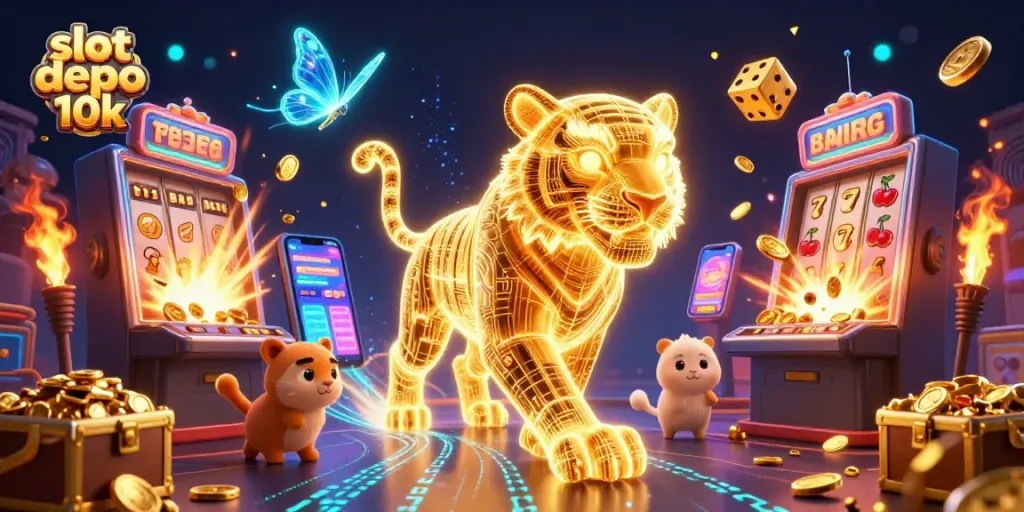 Experience thrilling moments in slot depo 10k with a dynamic 3D casino scene full of jackpots.