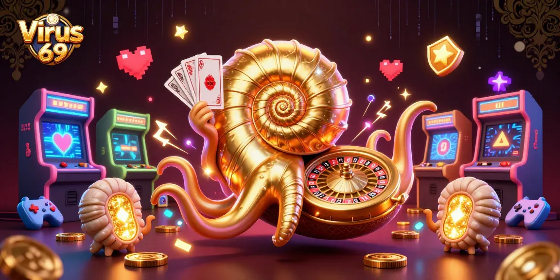 Engage in thrilling games at Virus 69 with our vibrant 3D casino illustration showcasing exciting gameplay dynamics.