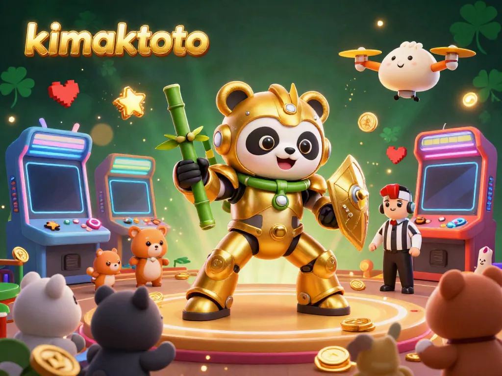 Engage with thrilling gameplay at kimaktoto with a dynamic casino scene featuring a mech-pilot panda.