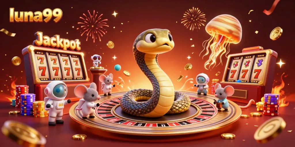 Permainan slot jackpot di luna99 dengan ular Saturnus dan astronaut tikus yang bertaruh