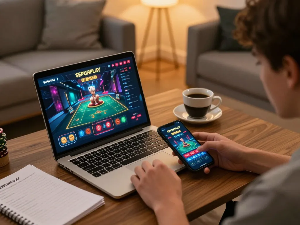 Pengalaman bermain game online yang menarik dengan login SEPUHPLAY di berbagai perangkat dalam suasana rumah yang nyaman.
