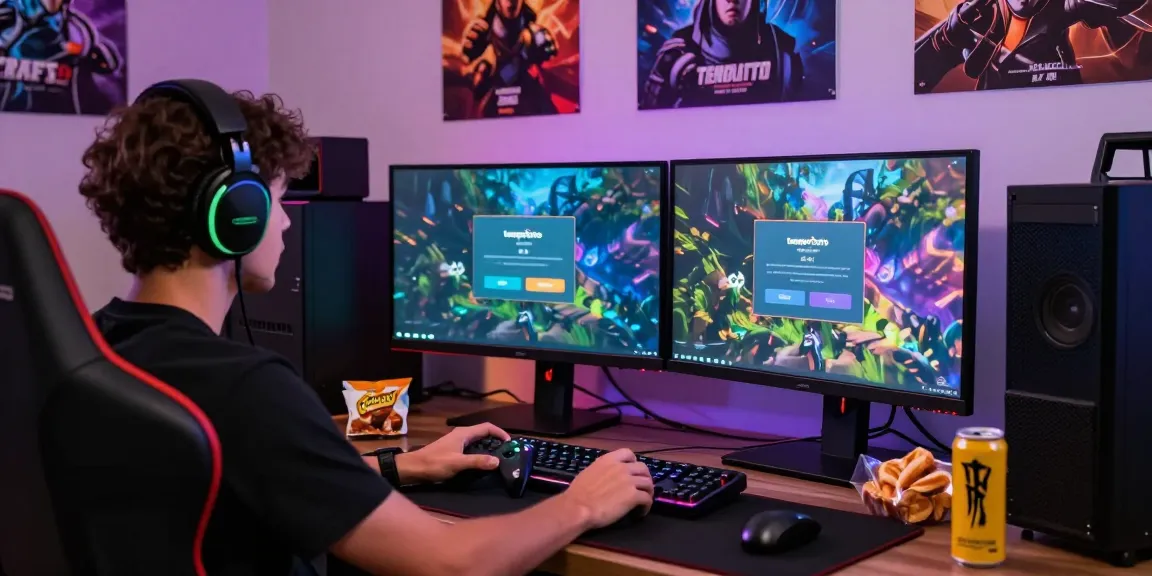 The tempototo login screen displayed on dual monitors in an immersive gaming setup.